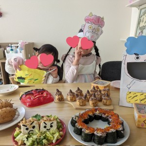 子供たち手作りの作品、お料理で満喫しました。