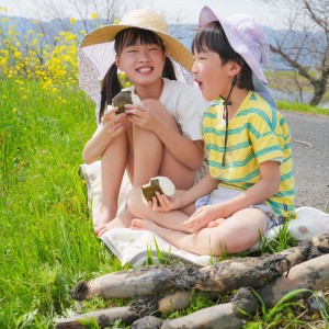 レンコン掘りの後に食べたのりおむすびが最高においしかったよー♪