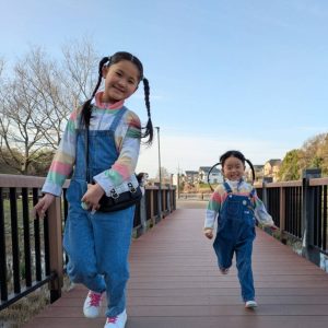 ねえねとかけっこで競争!
頑張るよ!