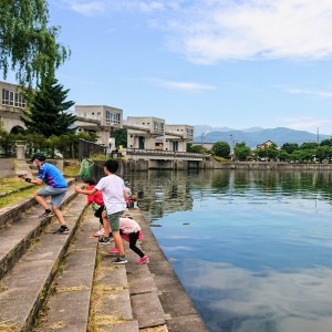 捕まえたよー!
何やら子供達が水辺で水の中を真剣に見ているなと
思った次の瞬間「わぁー」「待ってー」「なになにー?」
と大騒ぎ。夏休みの思い出の1ページ📷💭